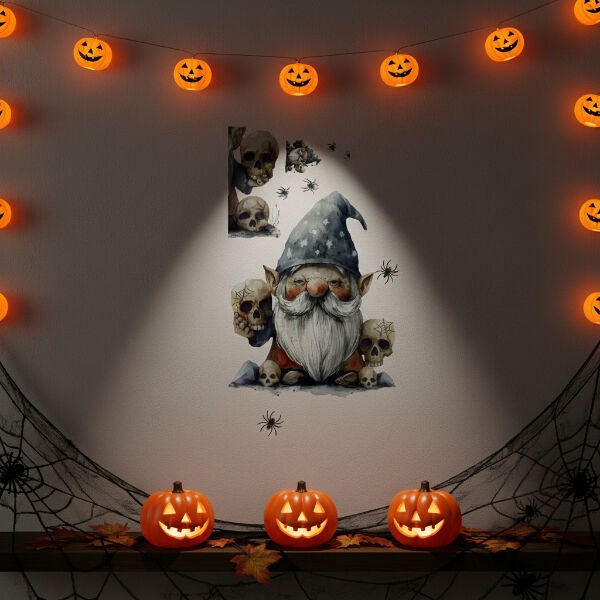 Gotik Cüce ve Kafatası Halloween Duvar Sticker Seti