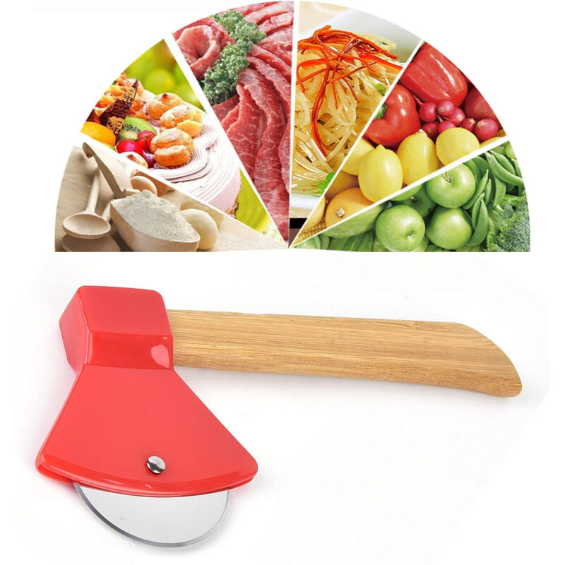 Pizza Kesici - Balta Tasarımlı - Ahşap Saplı - Paslanmaz Çelik Bıçaklı