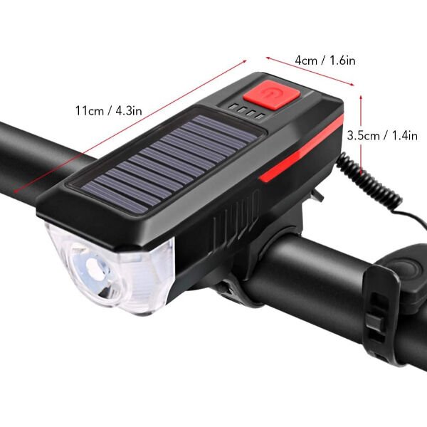 Güneş Enerjili Bisiklet Işıklı Korna