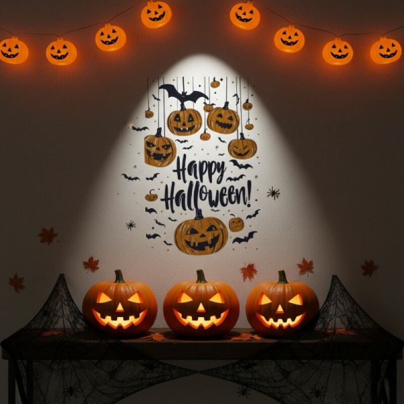 Halloween Temalı Duvar Stickerı - 3 Farklı Model - Cadılar Bayramı Dekoru - 57x24 cm