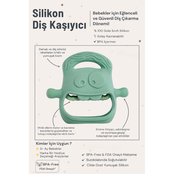 Koyu Yeşil Bebek Silikon Diş Kaşıyıcı
