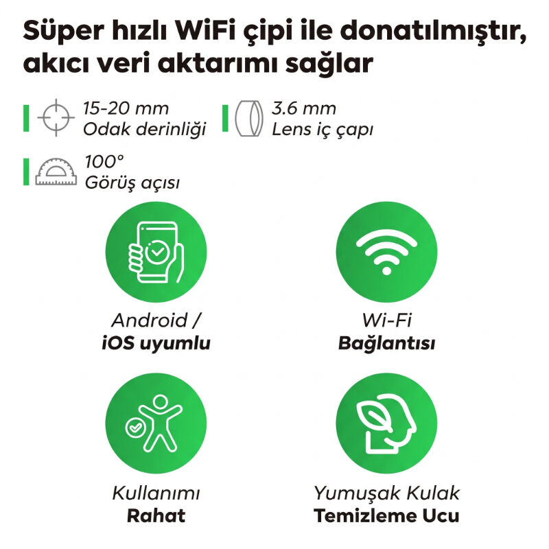 Akıllı Kulak Temizleme Cihazı - Kameralı - WiFi ve Mobil Uygulama Uyumlu