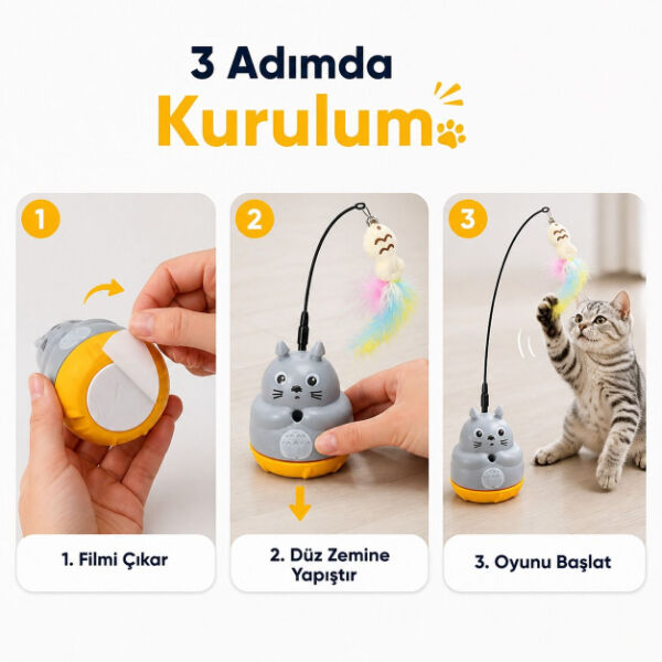 Kedi Şekilli Dönen Peluş Balıklı Olta Oyuncağı