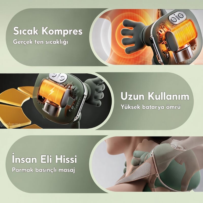 Isıtıcılı Güçlü Masaj Aleti - El Hissiyatı - Şarjlı - 3 Farklı Hız Kademesi
