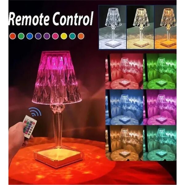 Kristal Abajur LED Kumandalı Ve Dokunmatik Masa Lambası