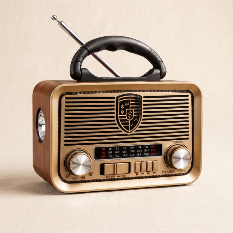 Solar Panelli LED Fenerli FM Radyo - Nostaljik Tasarım - Şarjlı - Bluetooth Özellikli