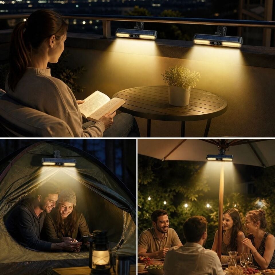 2'li Mandallı LED Solar Lamba - 36 LED - Hareket Sensörlü - 3 Modlu
