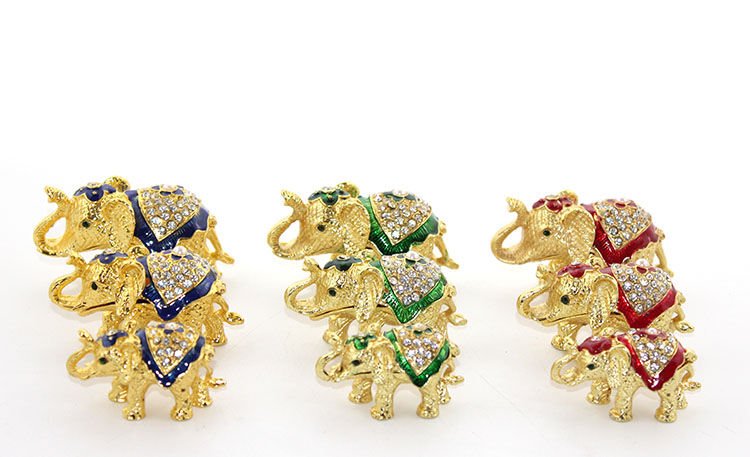 Swarovski Taşlı 3'lü Fil Figürü Model 1