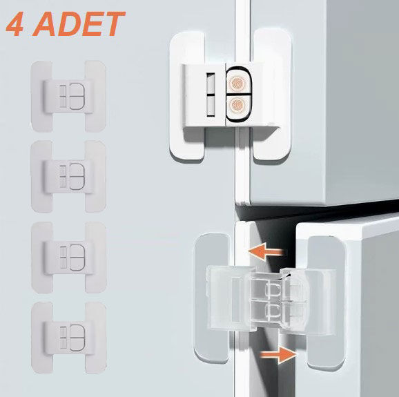4 Adet Buzdolabı Çekmece ve Dolap Kapağı Çocuk Kilidi