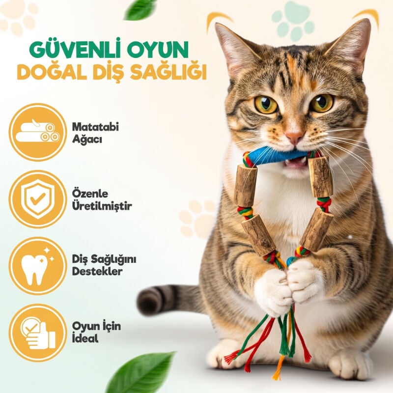 Matatabi Kedi Oyuncağı - Doğal Çiğneme Oyuncağı - Pamuk İp