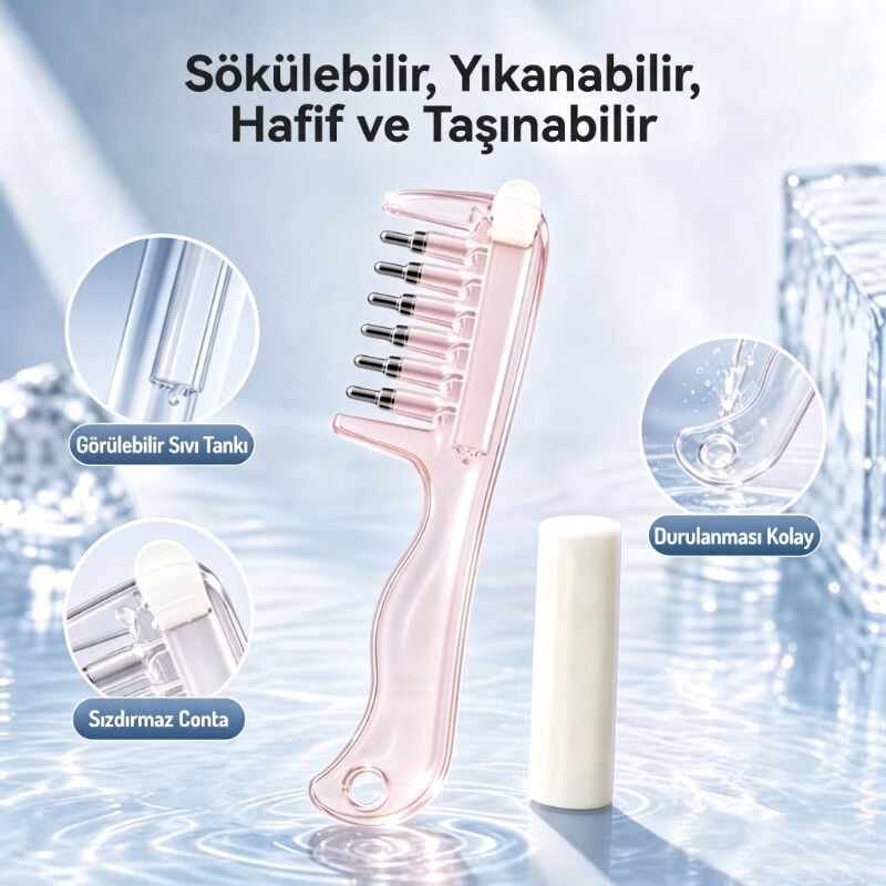 Saç Bakım Yağı Uygulama Tarağı - Serum Tarağı - Yeniden Doldurulabilir Hazne