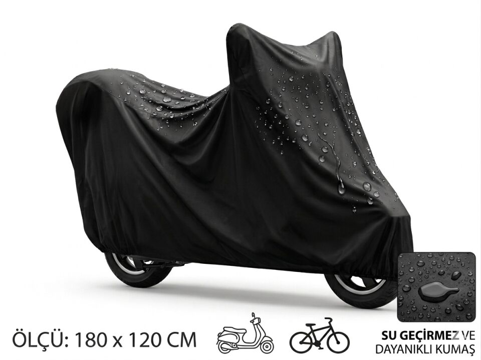 Su ve Toz Geçirmez Motosiklet ve Scooter Koruma Brandası 180x120 cm