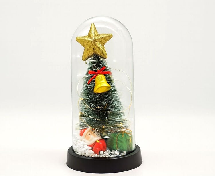 Yılbaşı Temalı Işıklı Dekoratif Cam Fanus - Model 6