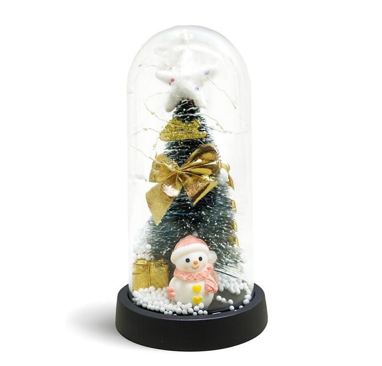 Yılbaşı Temalı Işıklı Dekoratif Cam Fanus - Model 7