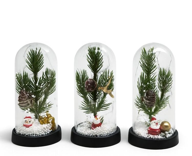 Yılbaşı Temalı Işıklı Dekoratif Cam Fanus - Model 9