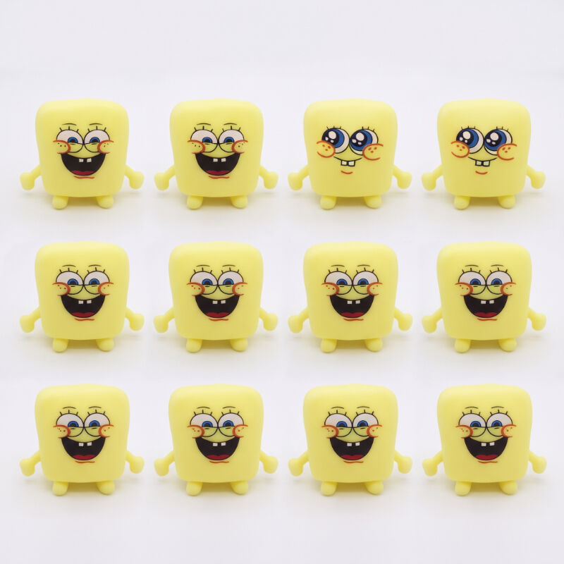 Sünger Bob Tasarımlı Squishy - 12'li Paket - Yumuşak Oyuncak - Farklı Model