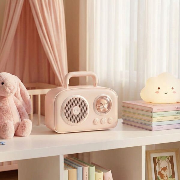 Sevimli Tasarımlı Taşınabilir Radyolu Bluetooth Hoparlör Pembe