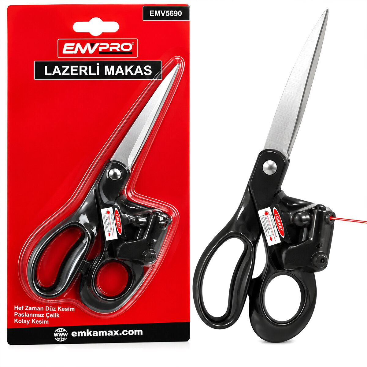 Lazerli Makas - Terzi Makası - Pilli - Kırmızı Lazer