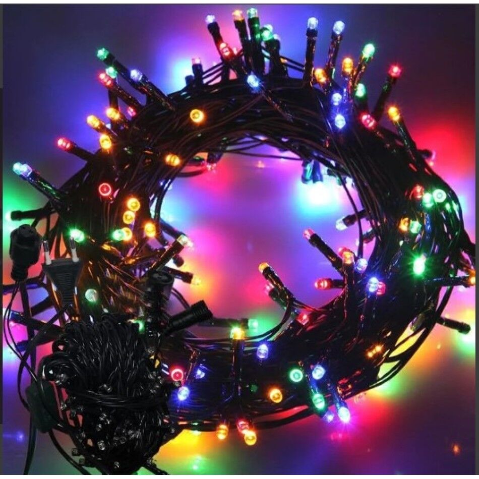 10m 100 Led Boncuk Lamba RGB Işık Siyah Kablo