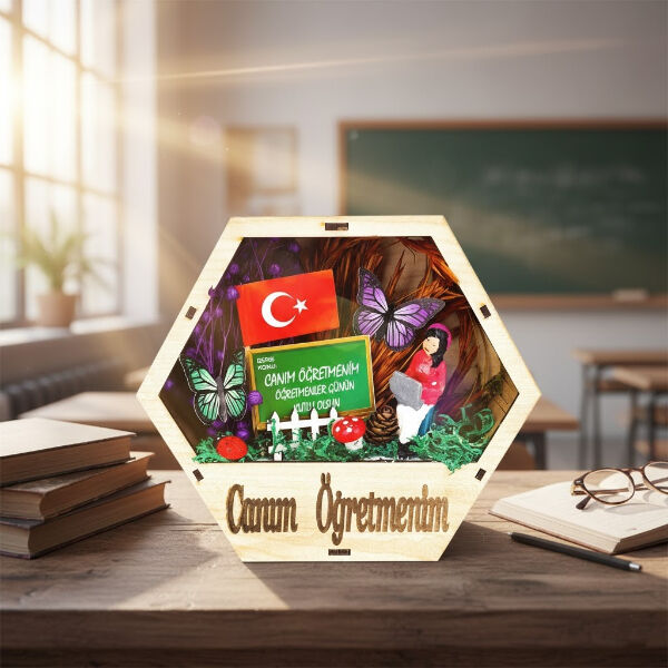 Altıgen Saksı Teraryum - Öğretmenler Günü Hediyesi