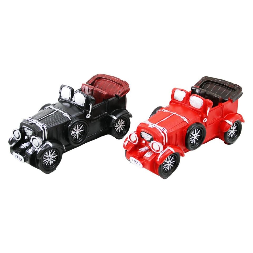 Retro Çizgili Klasik Araba Tasarımlı Biblo Kumbara - Vintage Model