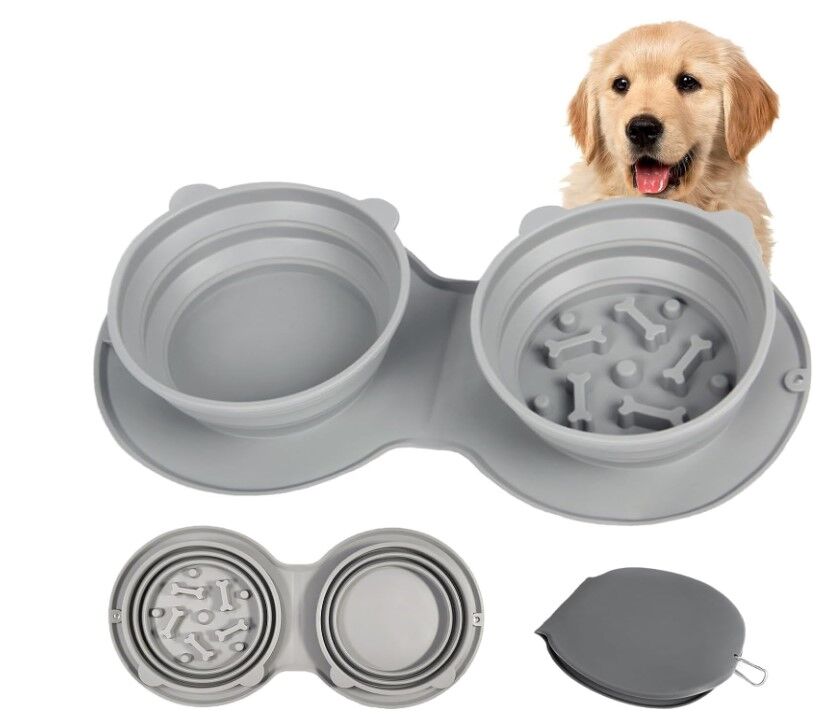 Mikopet Katlanabilir İkili Mama ve Su Kabı
