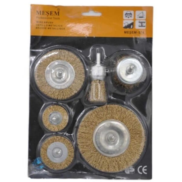 6'lı Pimli Tel Fırça Seti - Pas Yağ Kir Boya Yapışkan Çözücü