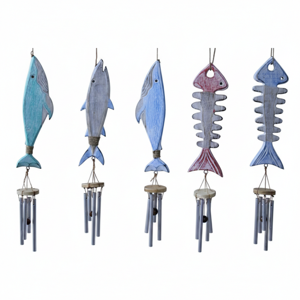 Ahşap Balıklı Metal Çan