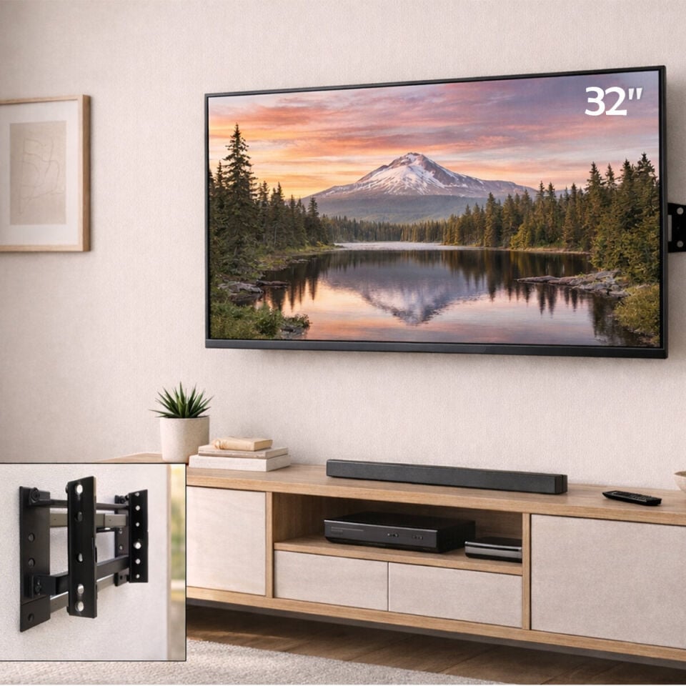 22 İnç ve 44 İnç - 32 İnç Sabit TV Askı Aparatı - LCD LED TV Uyumlu - 56-140 cm