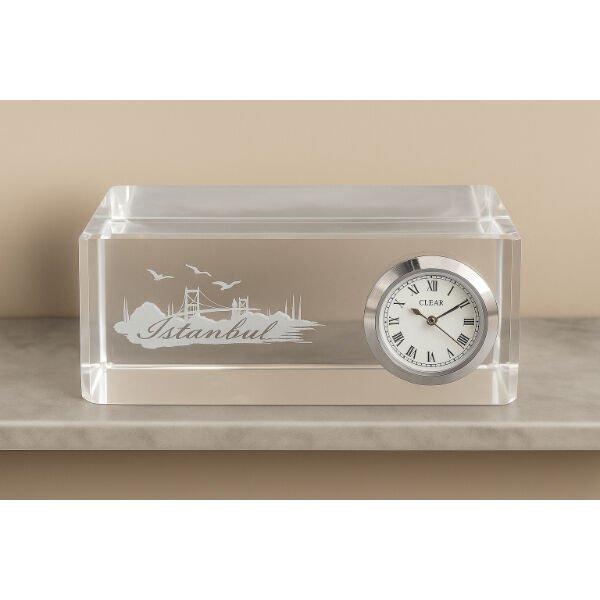 İstanbul Tasarımlı Kristal Saatli Biblo