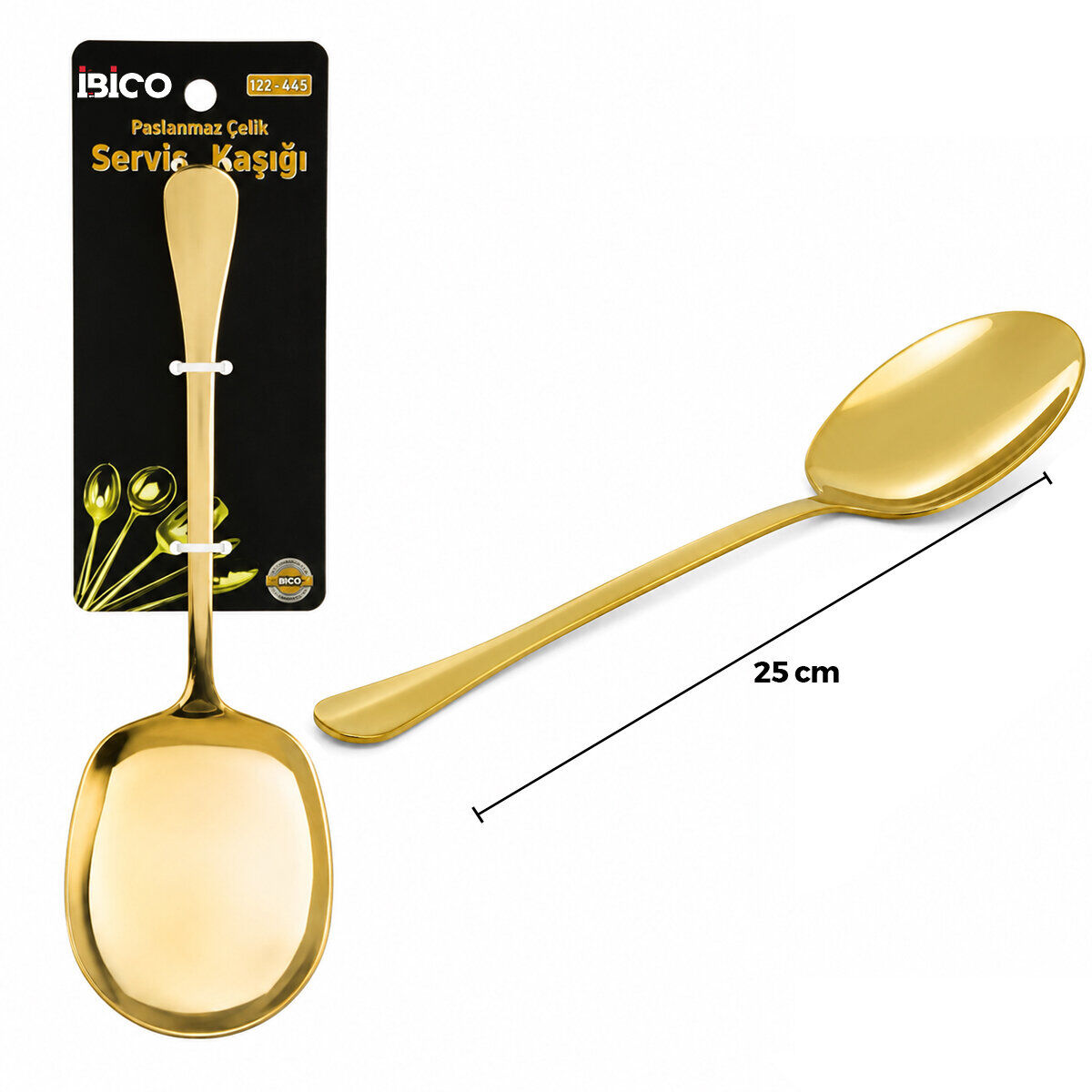 Metal Servis Kaşığı - 25 cm - Gold Renk