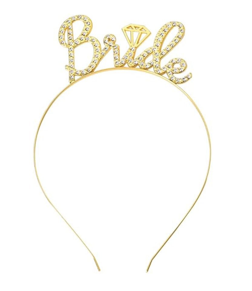 Altın Renkli Taşlı “Bride” Gelin Tacı