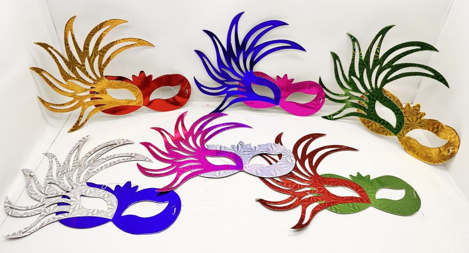 Rengarenk Kağıt Parti Balo Maskesi 6 Adet