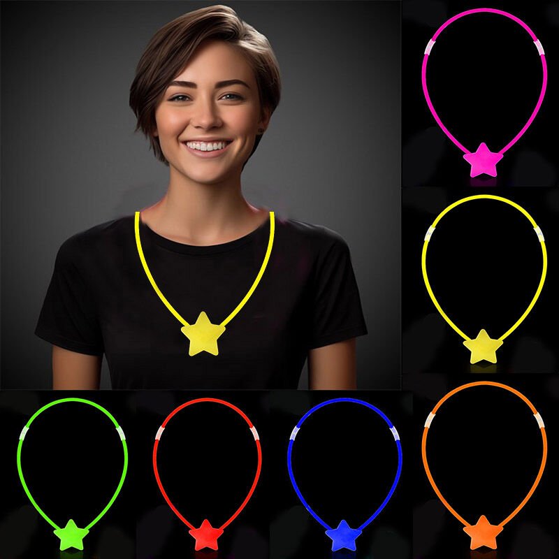 Karanlıkta Yanan Glow Stick Yıldız Kolye - 6 Adet