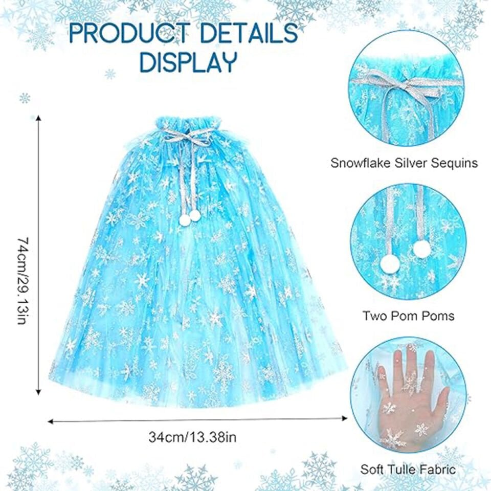 Karlar Ülkesi Elsa Frozen Mavi Pelerin – 80 cm Çocuk Pelerini