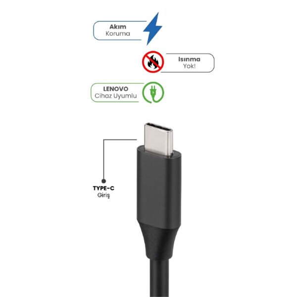 20V 3.25A TYPE-C 65W LENOVO İçin Laptop Adaptör