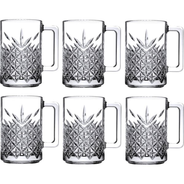 6'lı Kulplu Kristal Meşrubat Bardağı