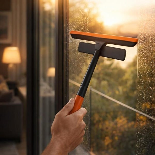 360 Derece Oynar Çift Başlıklı Çekçek Cam Temizleme Aparatı