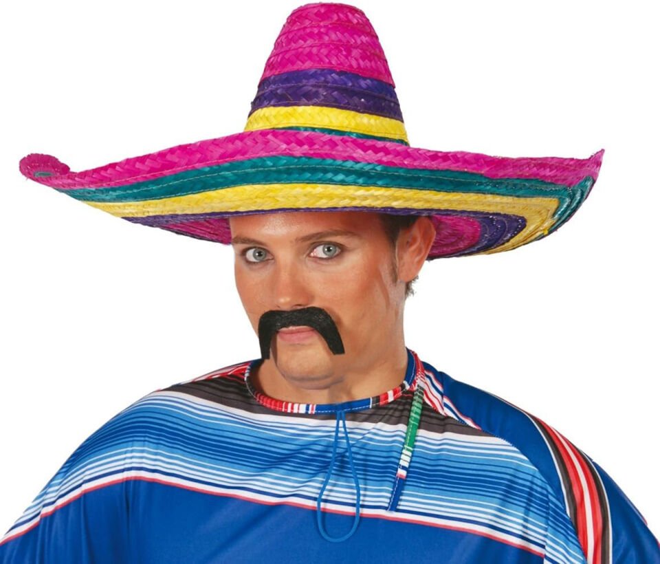 Sombrero Meksika Şapkası Renkli Örme Hasır Yetişkin Boy