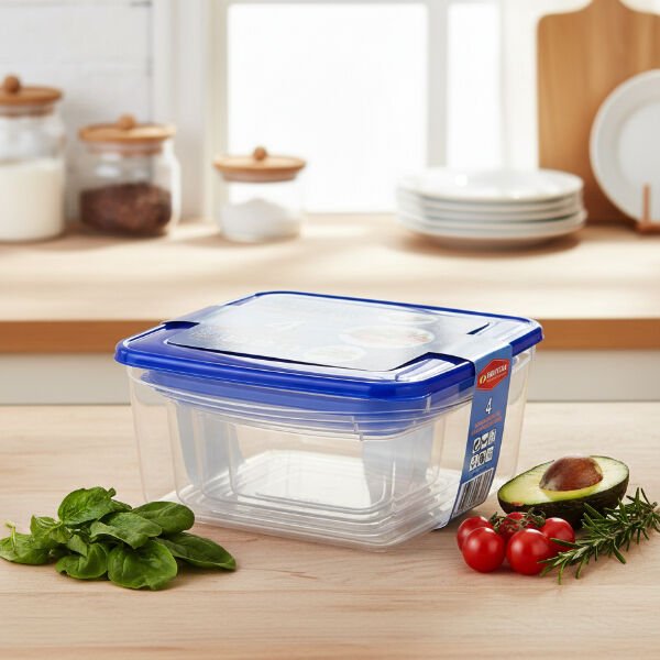 4'lü Kare Saklama Kabı Seti