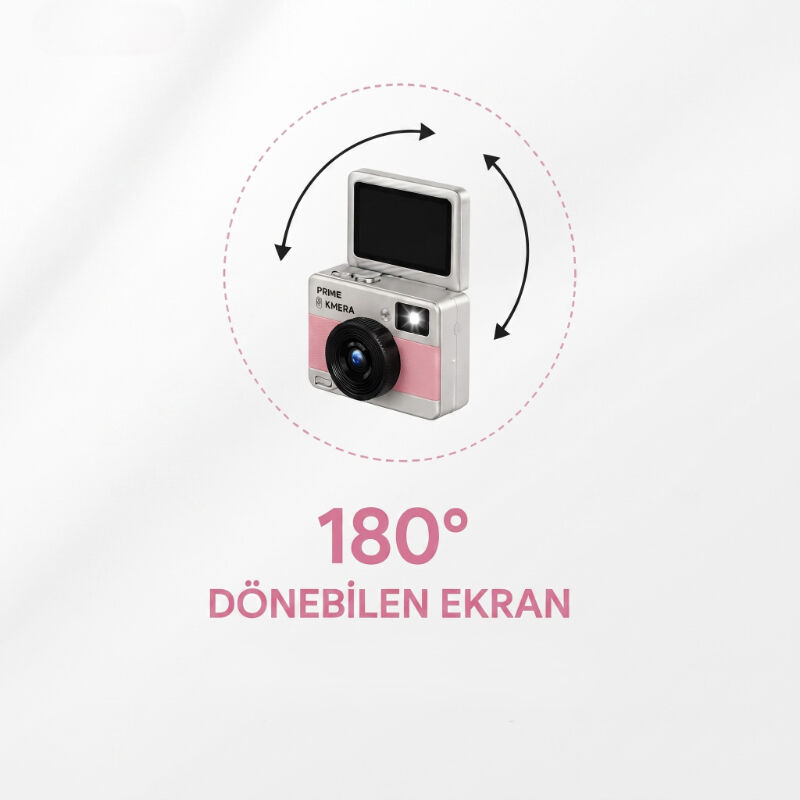 Mini Dijital Retro Kamera - Dönebilen Ekran - Flaşlı