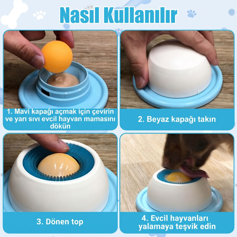 Küçük Boy Yavaş Sıvı Mama Yeme Kabı - Kedi ve Köpek Uyumlu - Ödül Maması Kabı