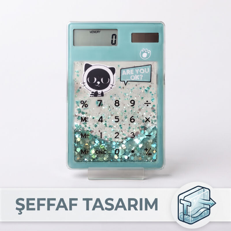 Şeffaf Hesap Makinesi - Sevimli Simli Tasarım